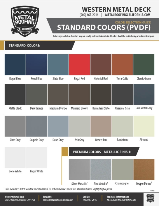 Download Metal Roofing Color Charts For Roof Wall Panels